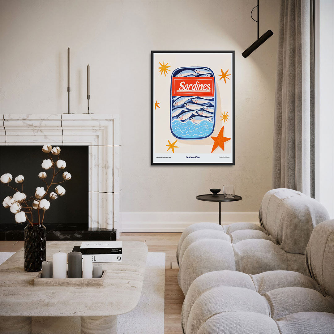 Vrolijke vis illustratie – moderne staande wandkunst