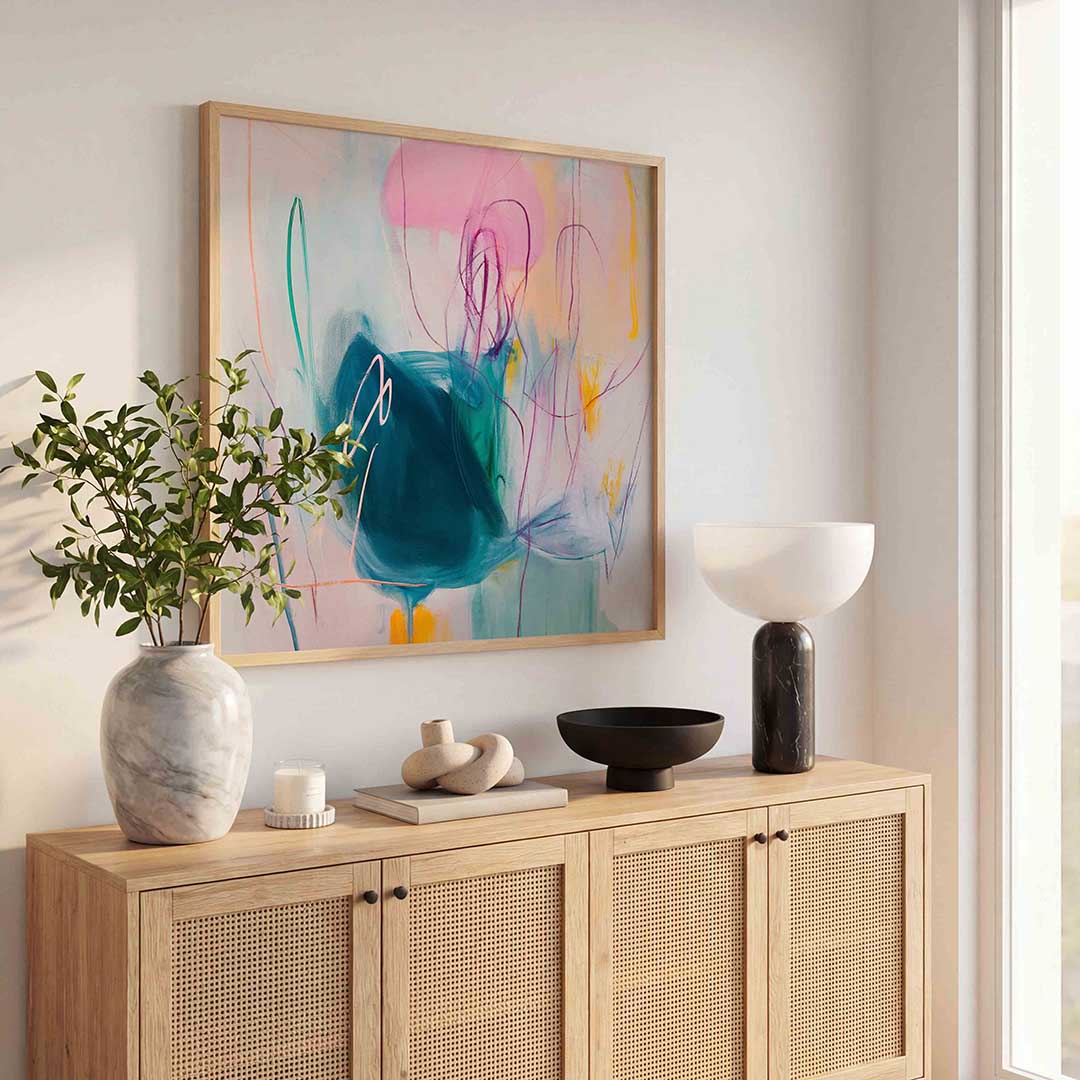 Abstracte vormen en kleuren – kleurrijke poster in vierkant formaat