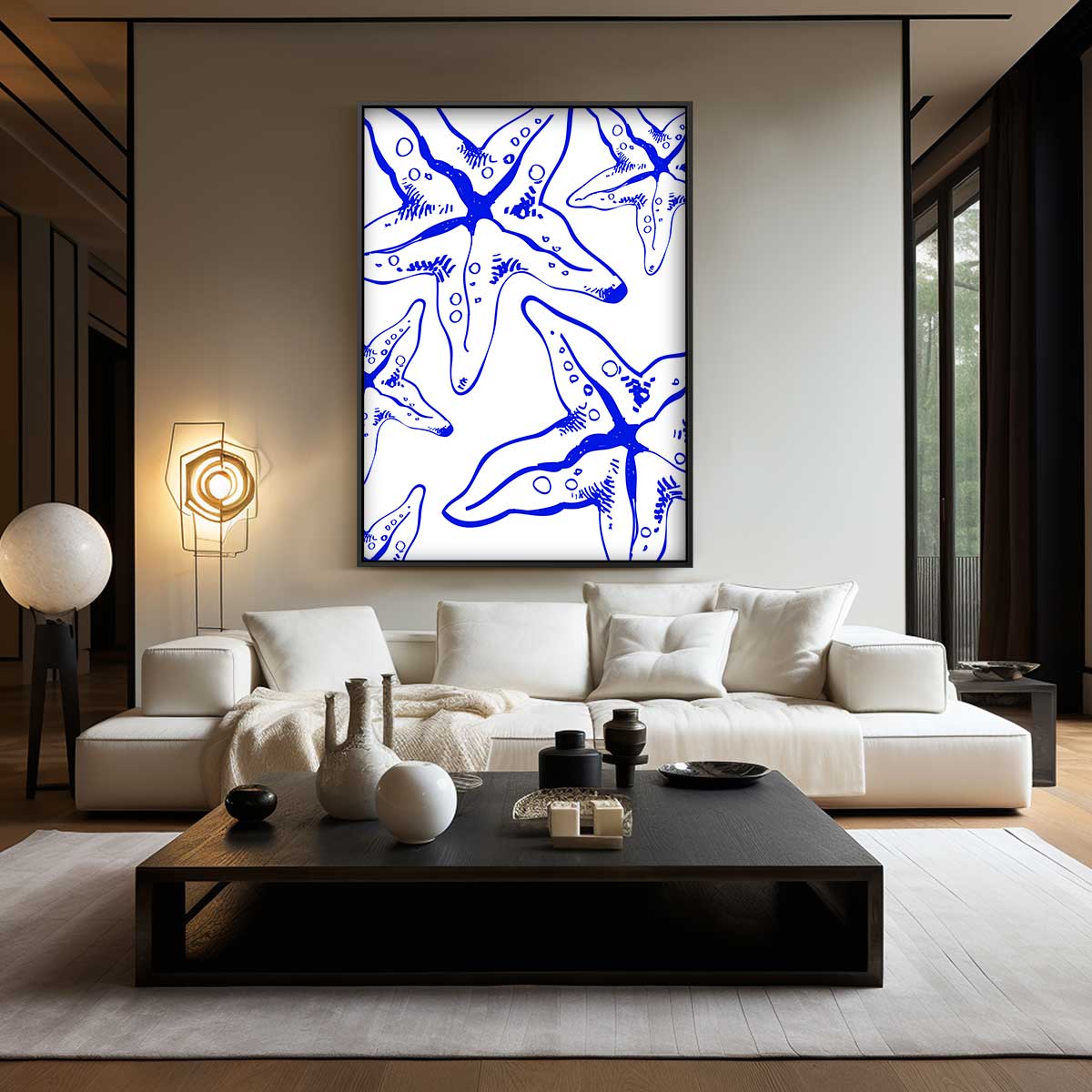Speelse Zee Ster Illustratie – kunstwerk met zwarte baklijst
