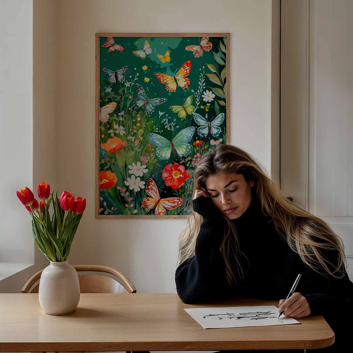 Vlinders en Bloemen Paradijs – mindful portret poster, afbeelding 7