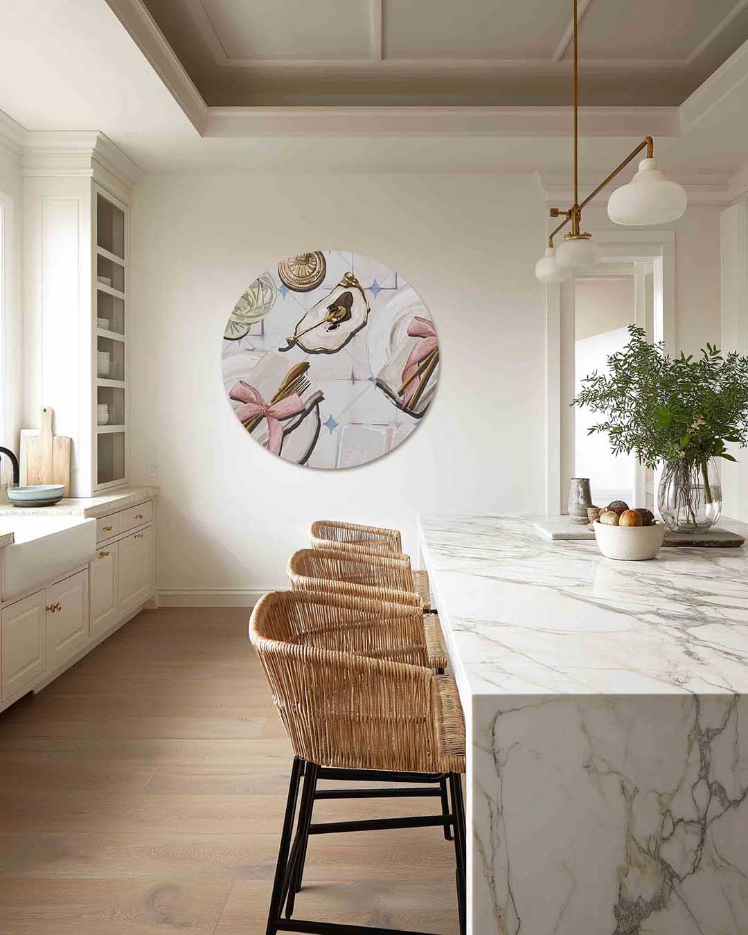 Eettafel decoratie – abstracte muurcirkel als ronde wanddecoratie