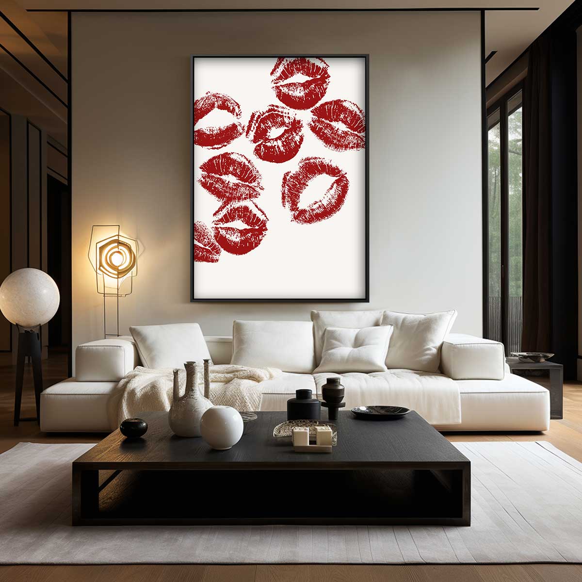 Luxe Lippenafdrukken Kunstwerk – canvas wanddecoratie in portret formaat