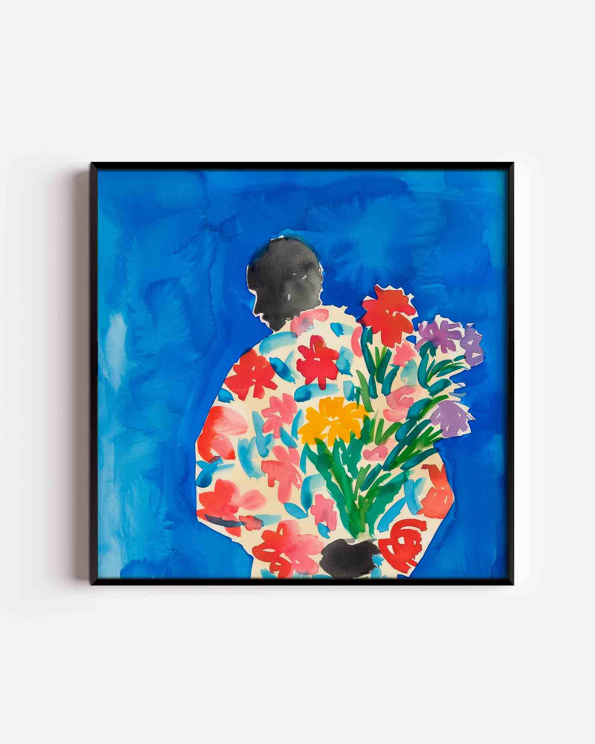 Bloemen en silhouet – kleurrijke illustratie poster als wanddecoratie