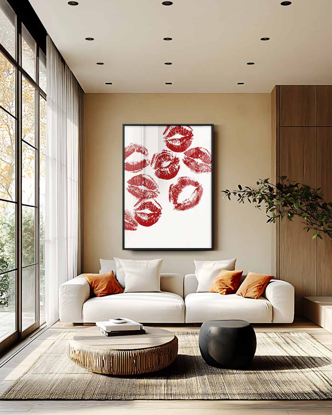 Luxe Lippenafdrukken Kunstwerk – plexiglas wanddecoratie in portret formaat