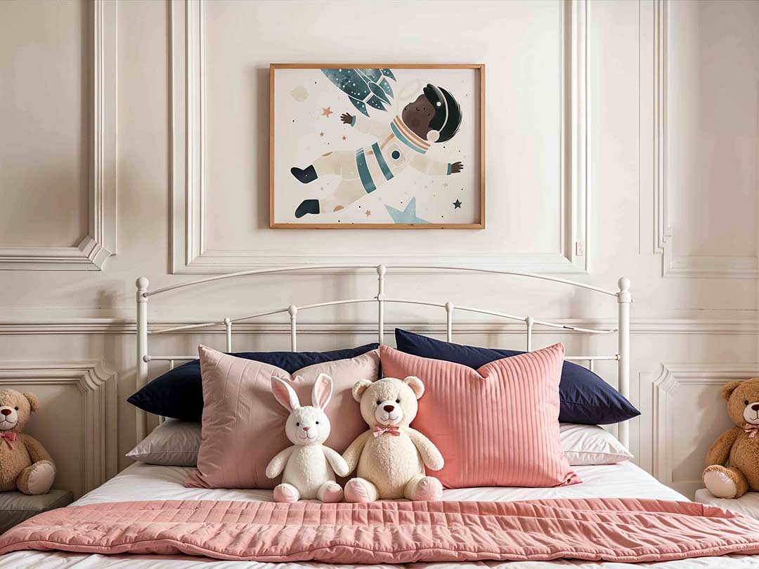 Astronaut en raket – kids poster in liggend formaat