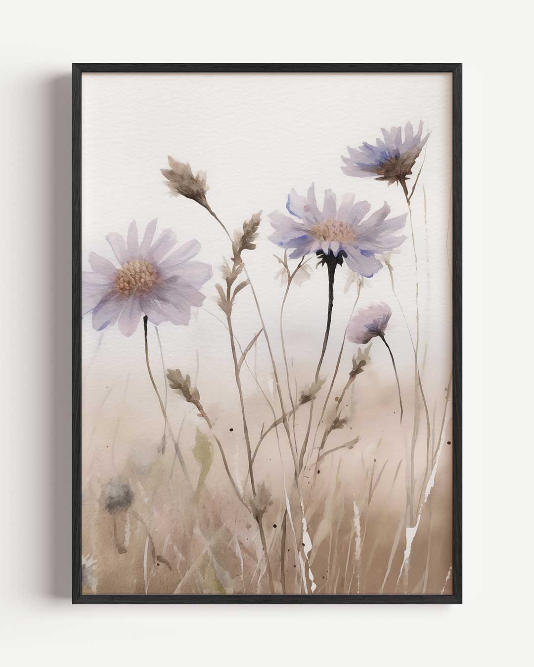 Dromerige Bloemen in Aquarel – natuur en stad portret poster als wanddecoratie