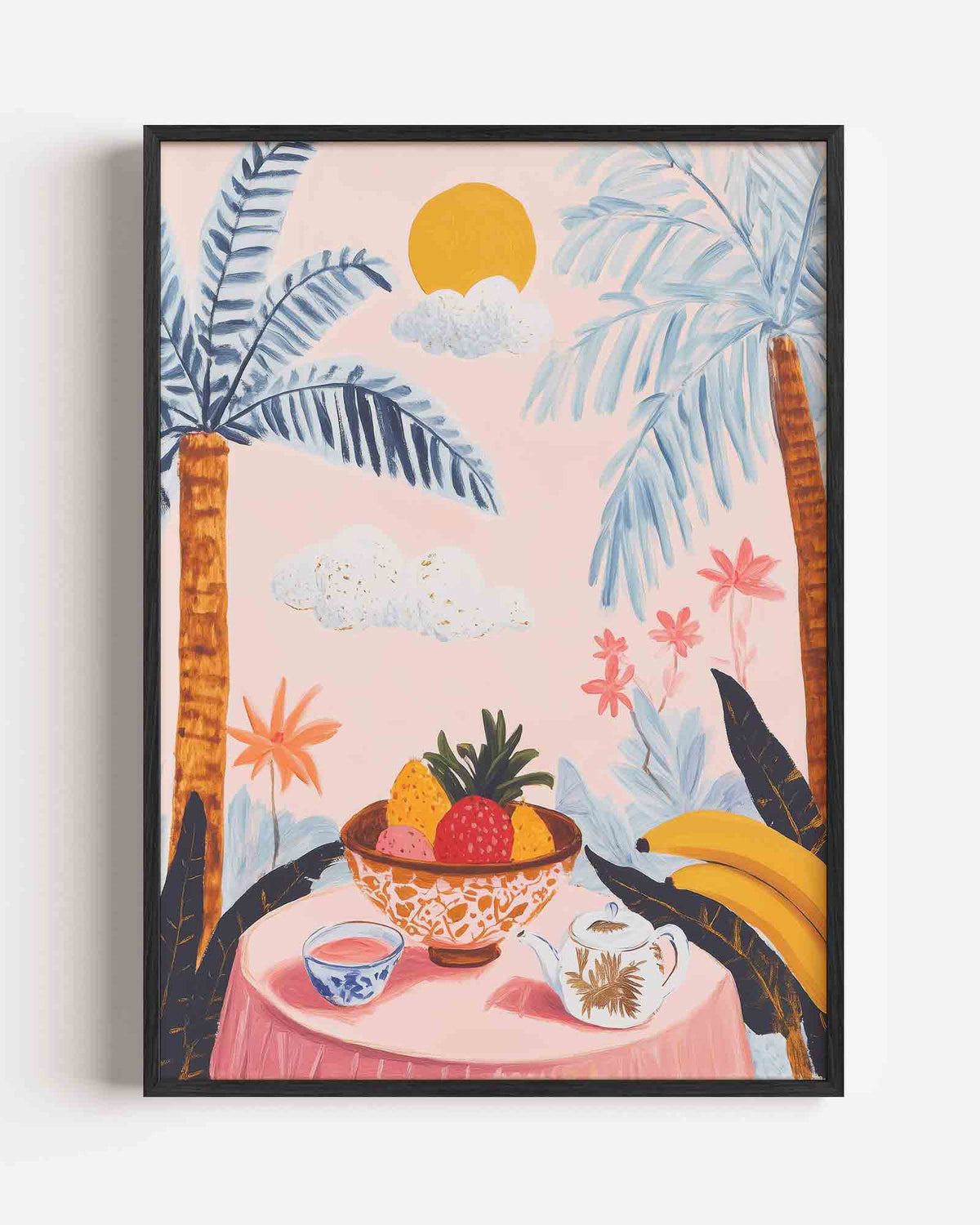 Tropisch fruit en palmbomen – jungle portret poster als wanddecoratie