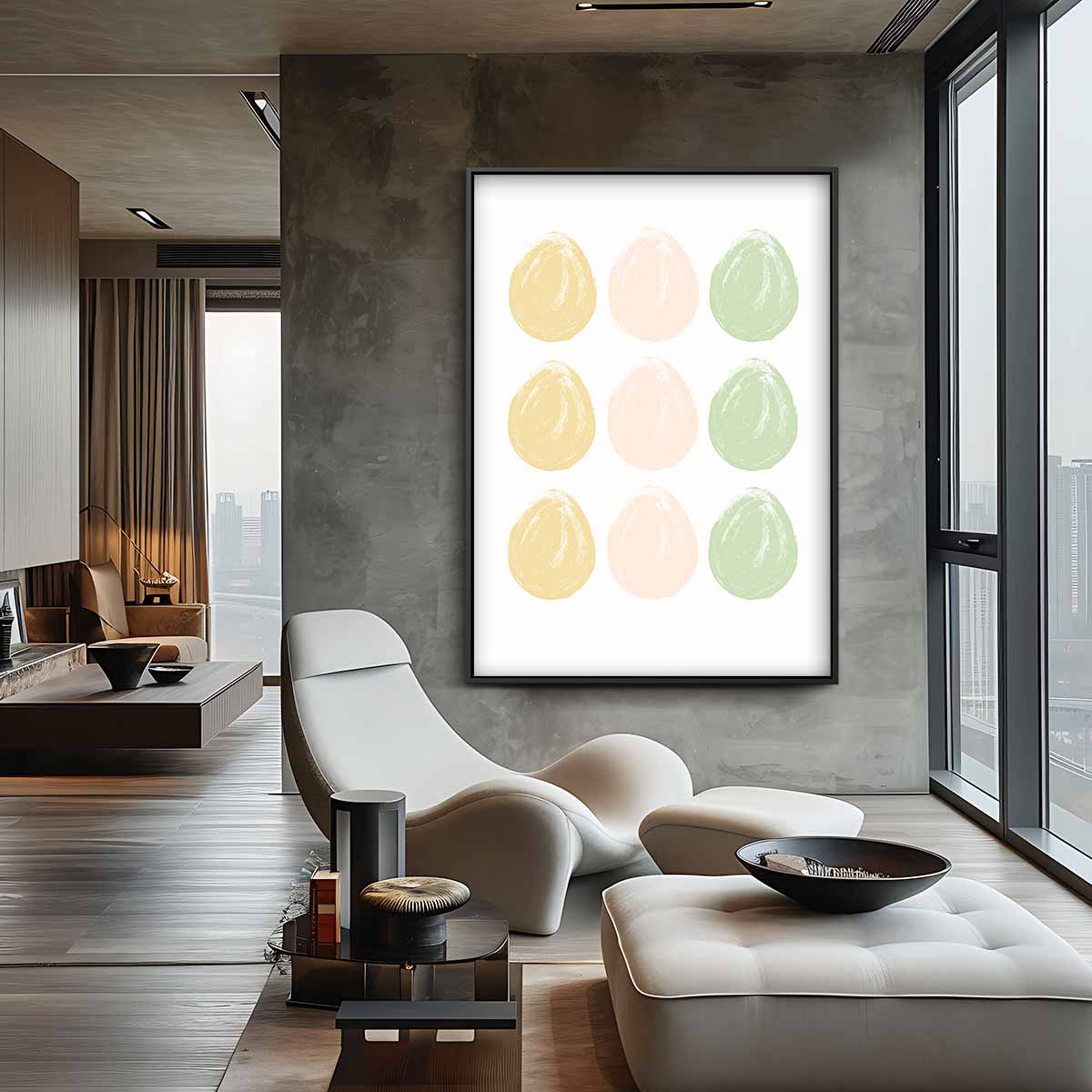 Pastel Cirkel Compositie – staand kunstwerk voor modern interieur