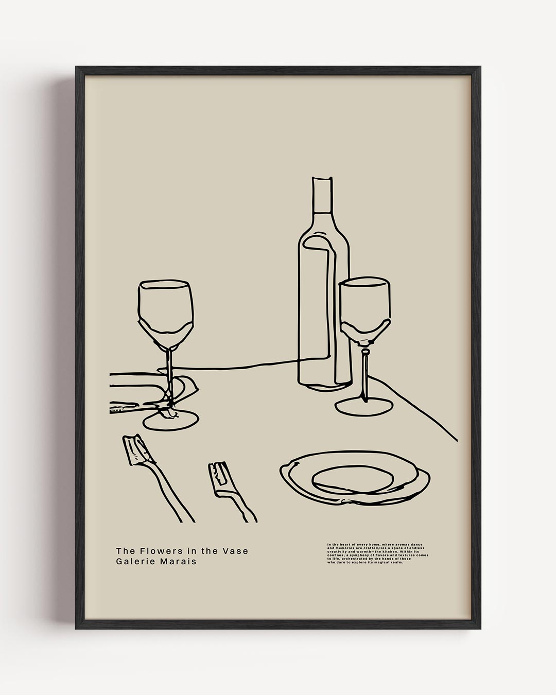 Stijlvolle Eettafel Illustratie – keuken portret poster als wanddecoratie