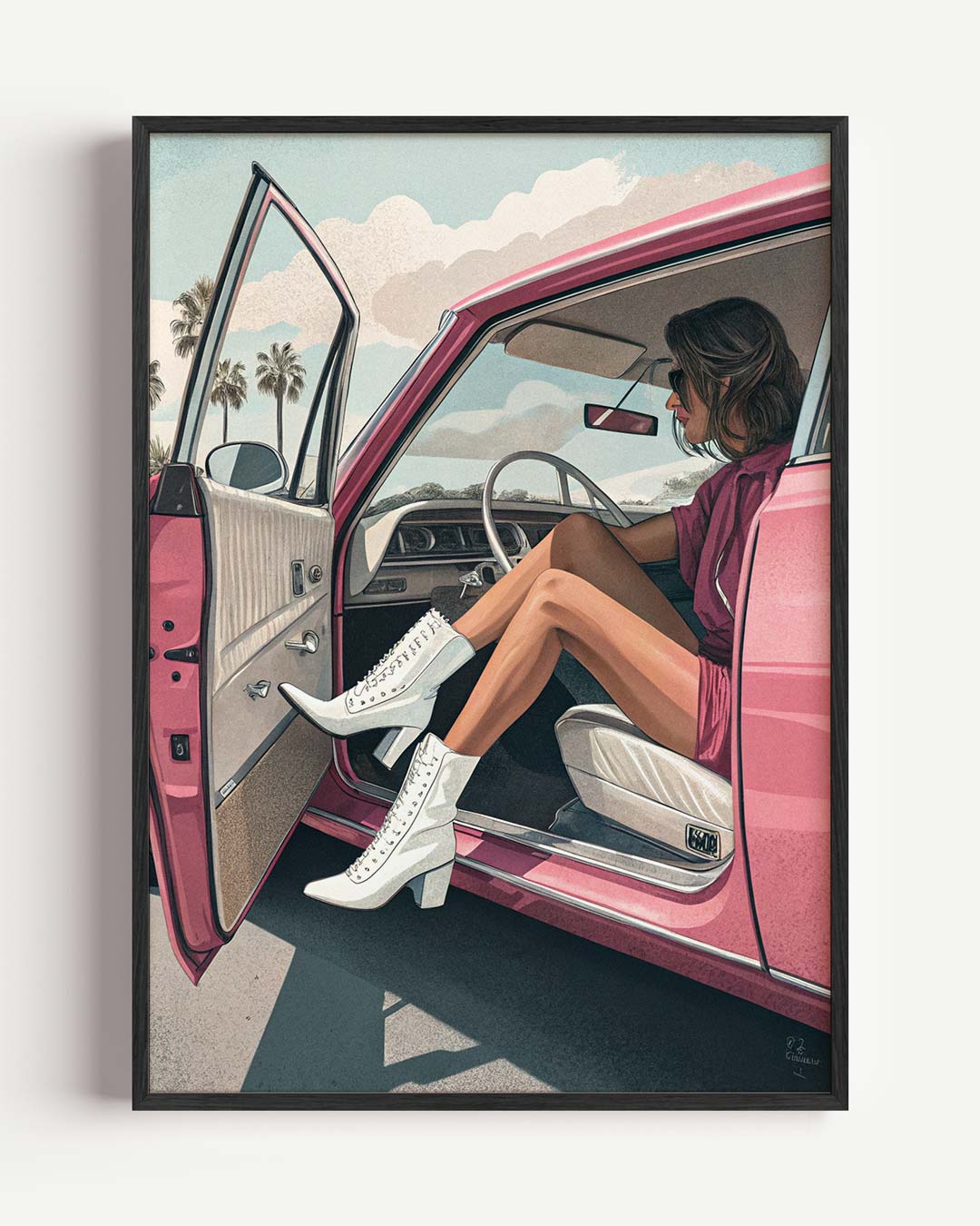 Retro Roadtrip – paas portret poster als wanddecoratie