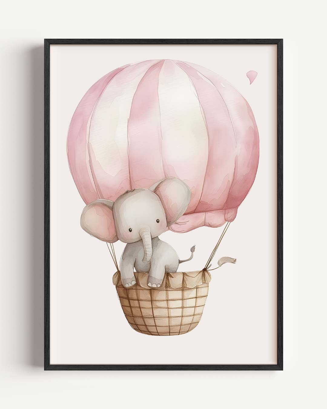 Schattige Olifant in Luchtballon – kids portret poster als wanddecoratie