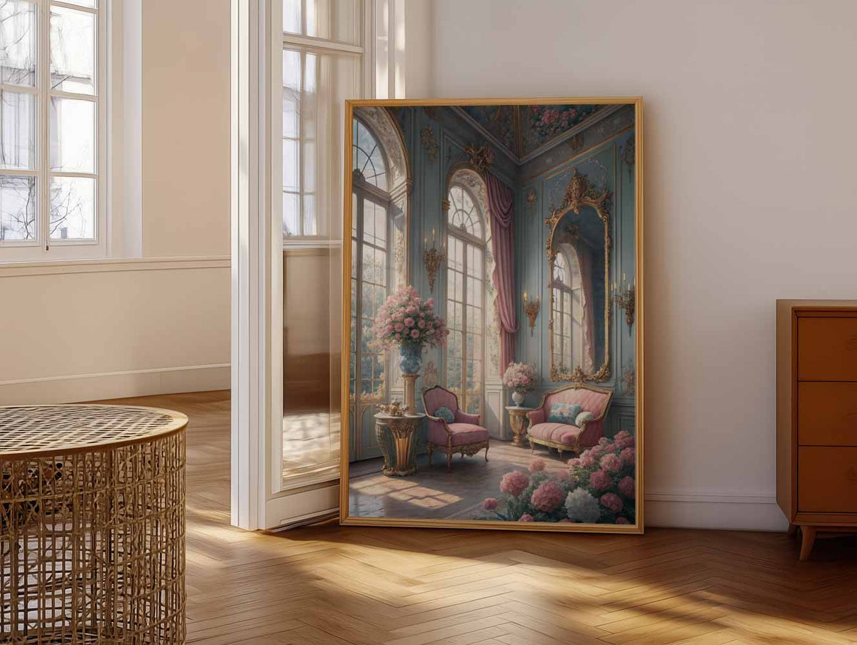 Dromerige Luxe Interieur – vrolijke paasillustratie als portret poster