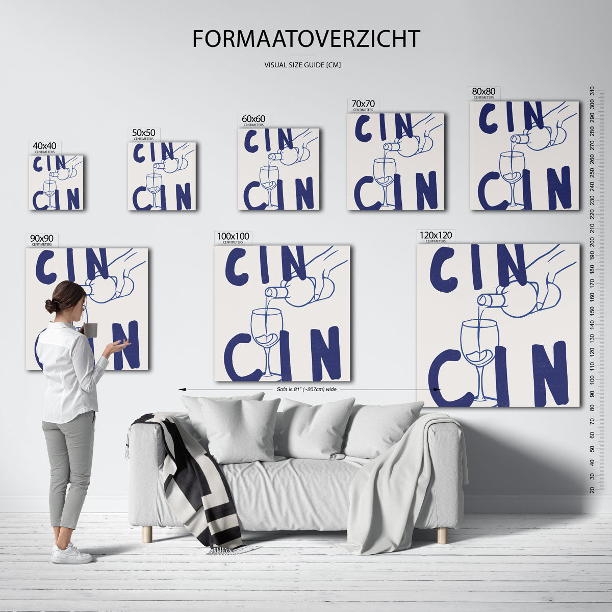 Cin cin – vierkante muurposter voor keuken of eethoek