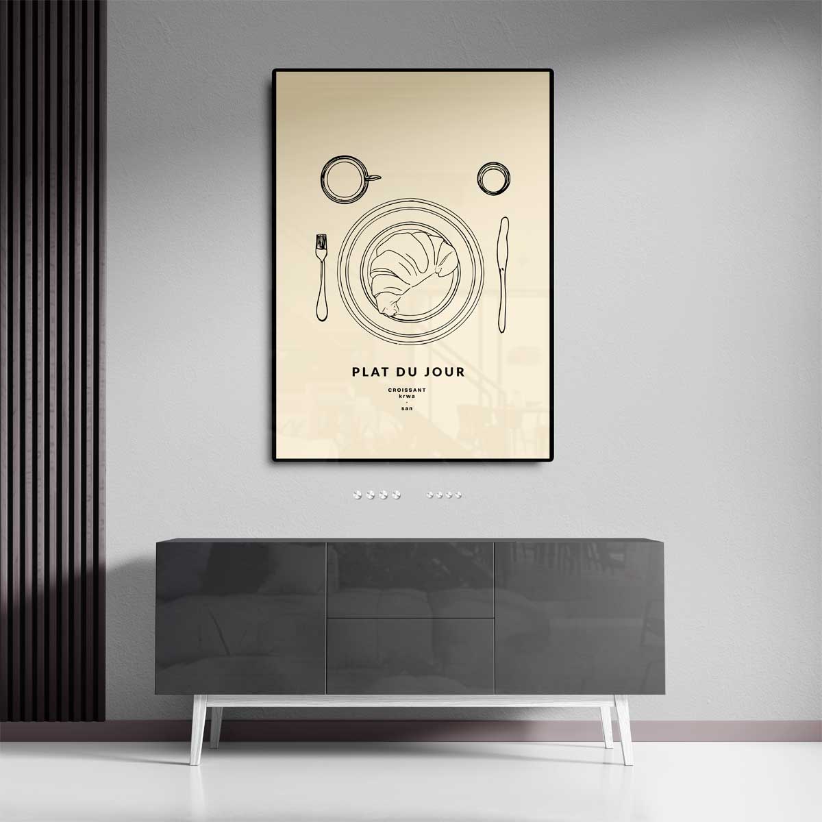 Croissant Plat du Jour Poster – canvas kunstwerk als wanddecoratie