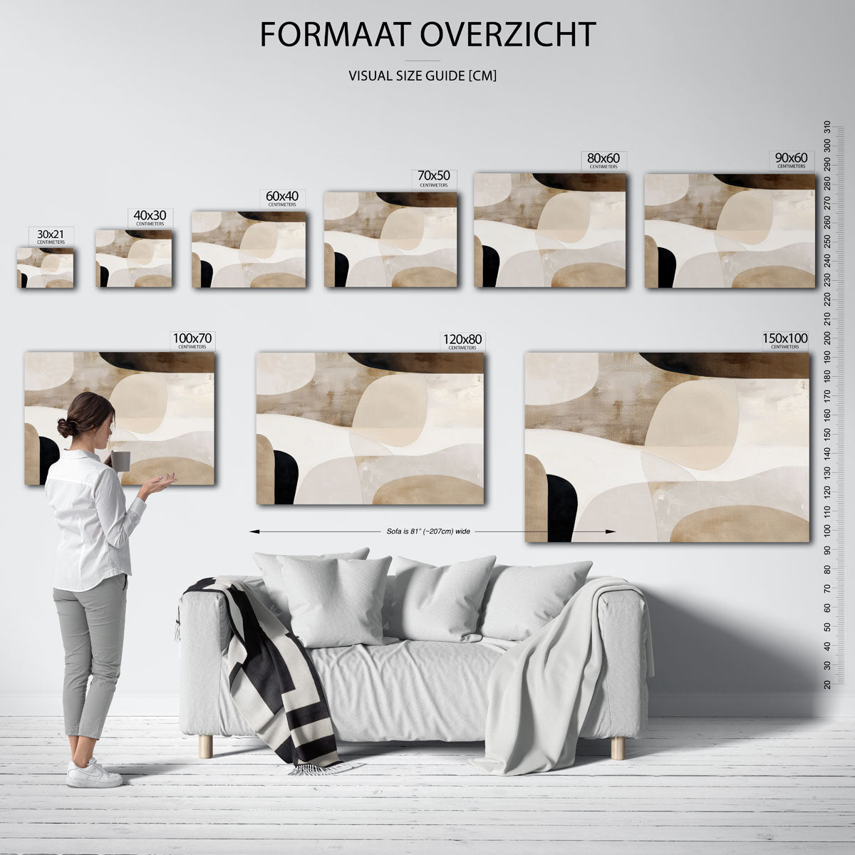 Abstracte vormen – liggende muurposter met abstracte vormen