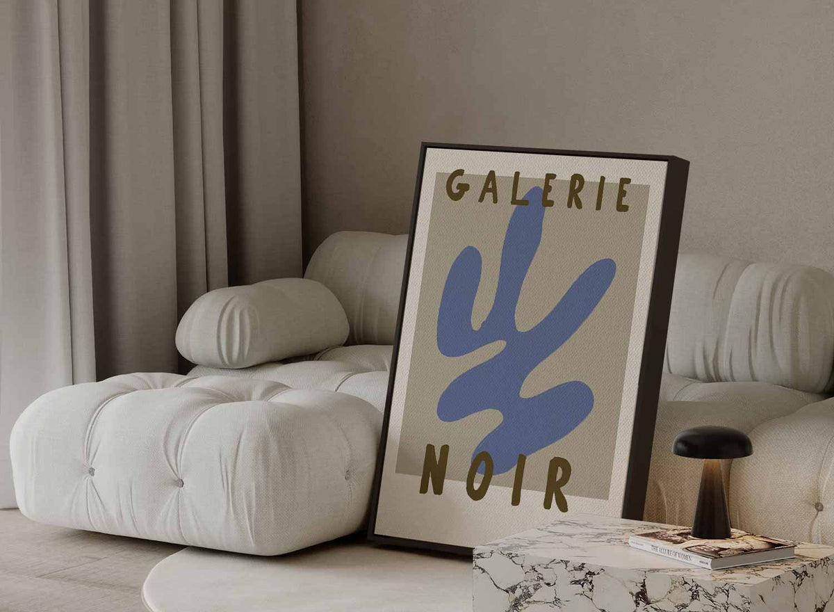 Retro Abstract Blauw en Bruin Poster – canvas kunstwerk als wanddecoratie