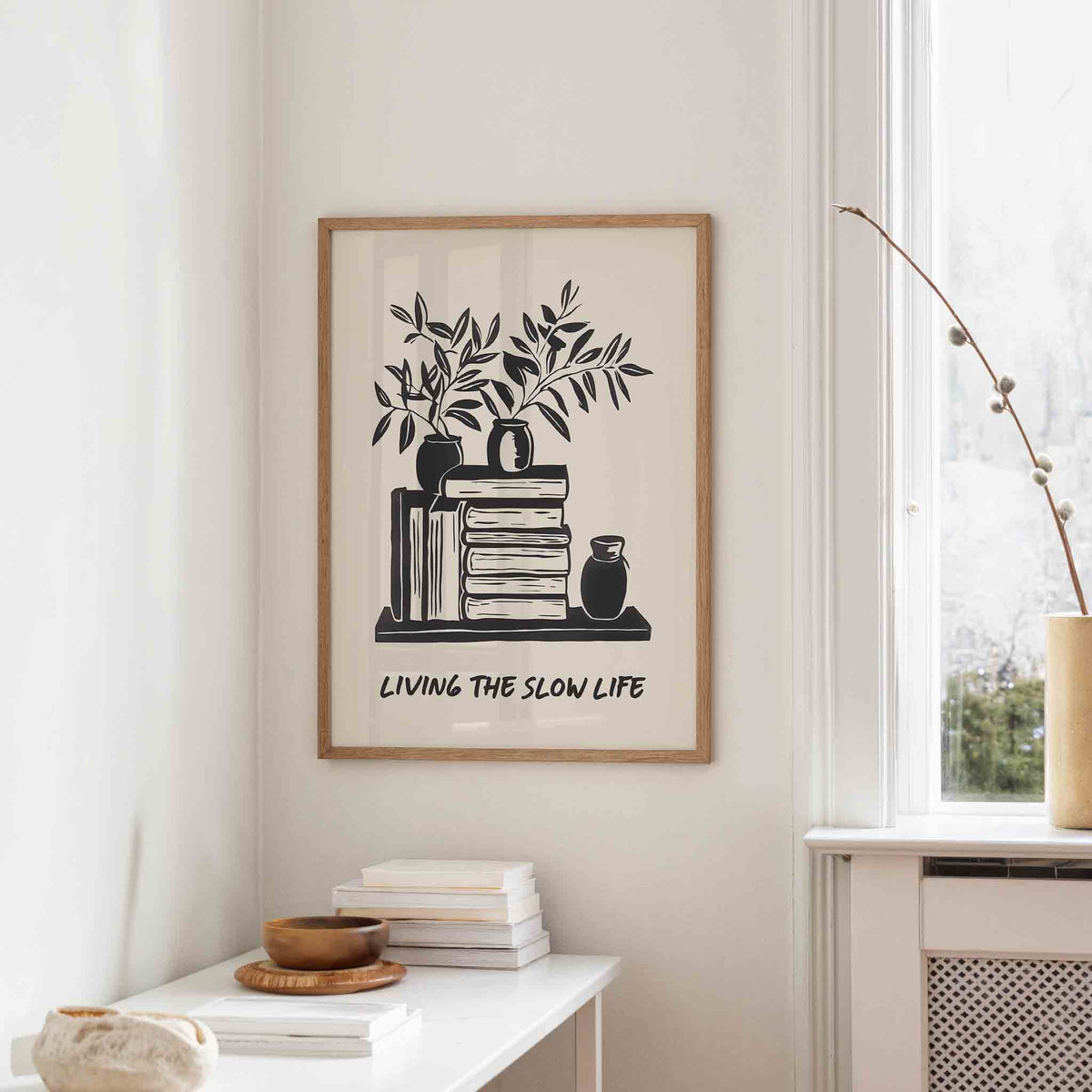 Planten en boeken – staande hedendaagse wanddecoratie van WallArtistic