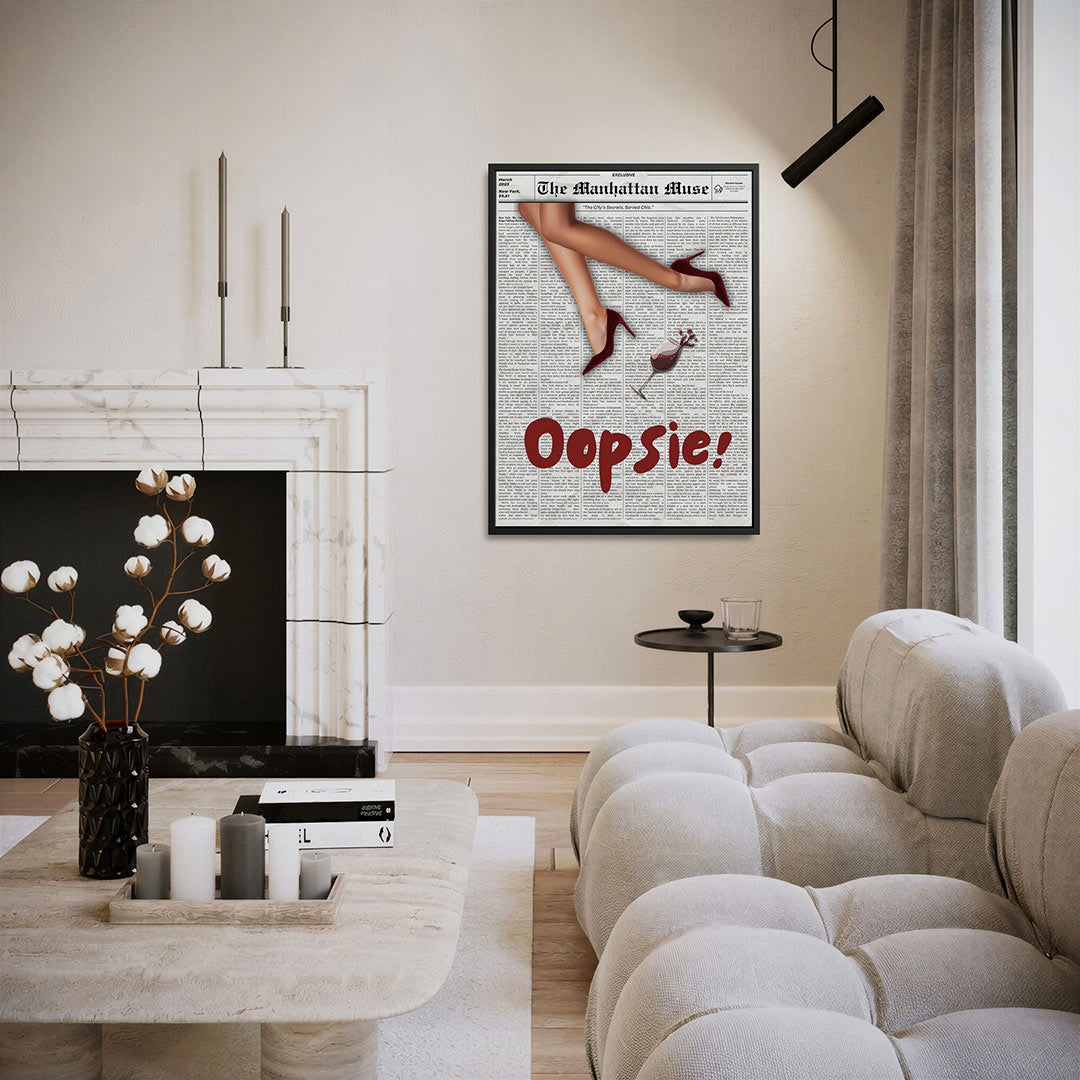 Speelse krantillusie – staand wanddecoratie kunstwerk