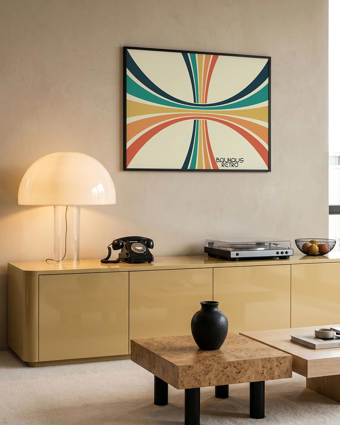 Kleurvolle booglijnen – moderne Bauhaus wandkunst als poster
