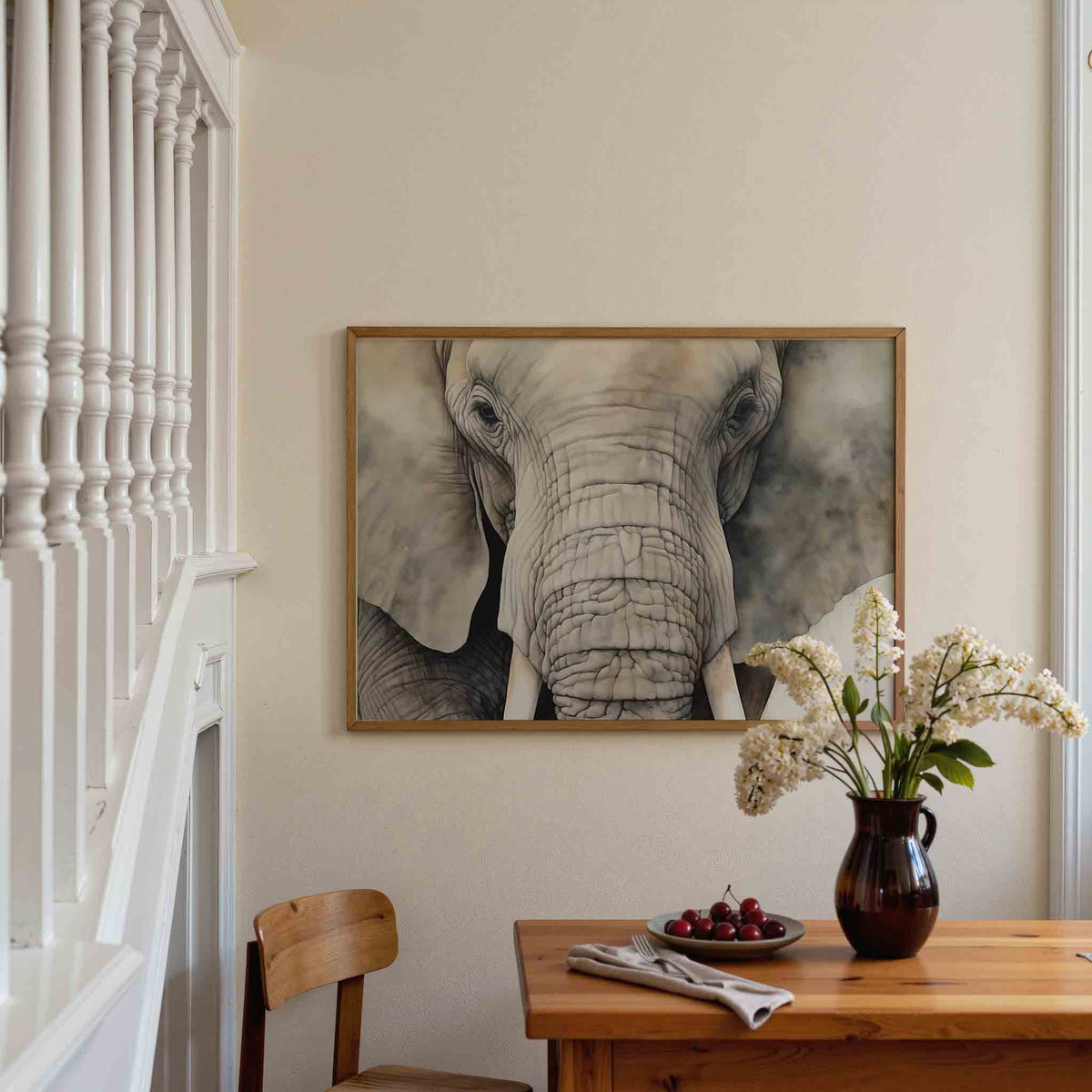 Olifant portret – tropische poster in liggend formaat