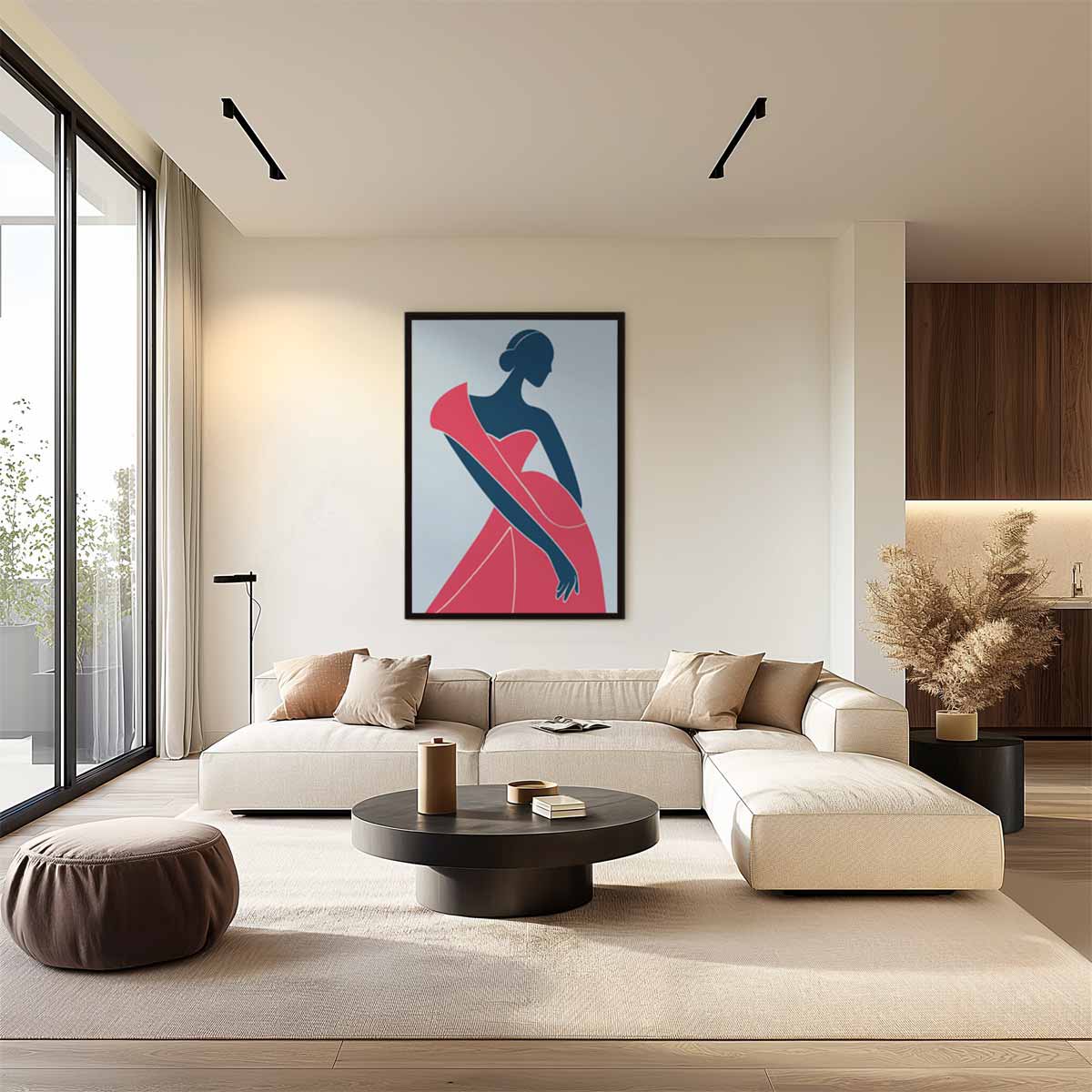 Elegante Dames Silhouet – plexiglas wanddecoratie in portret formaat