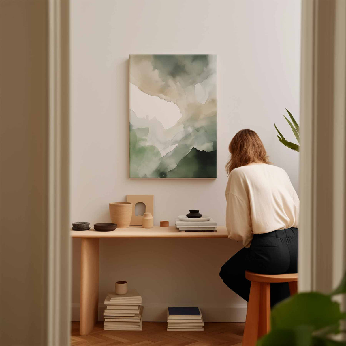 Natuurlijke Aardetinten Abstract – portret kunstwerk als wanddecoratie, afbeelding 17