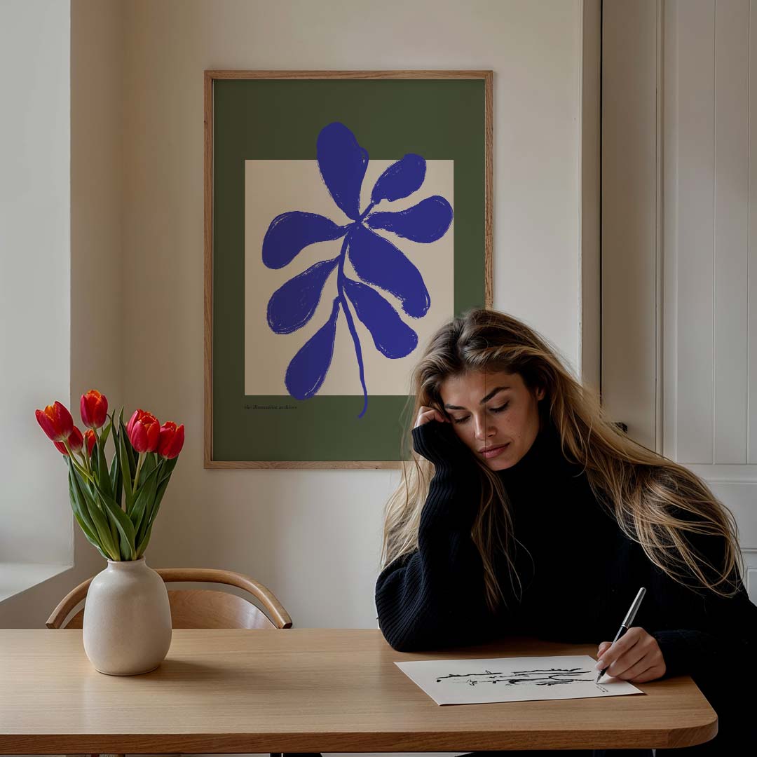 Moderne Kunstzinnige Bladeren – bloemen poster in staand formaat