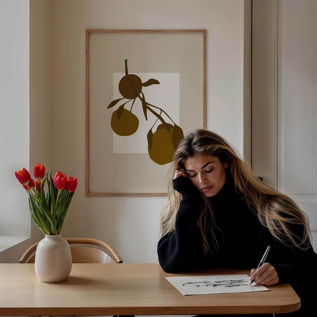 Rustieke Fruitkunstposter – bloemen poster in staand formaat