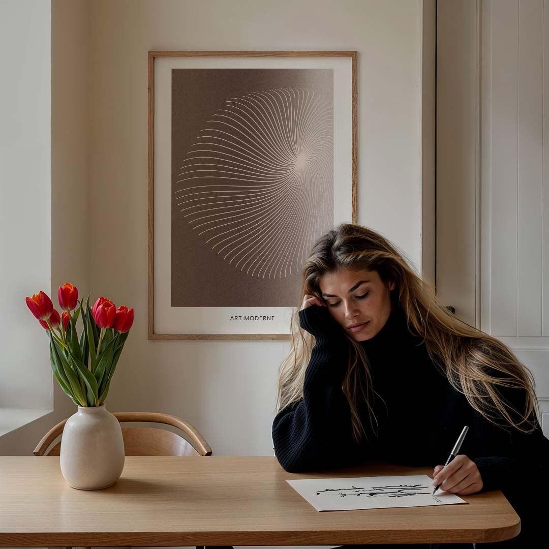 Moderne Spiraal Kunst – staande muurposter met kleurrijke abstracte vormen