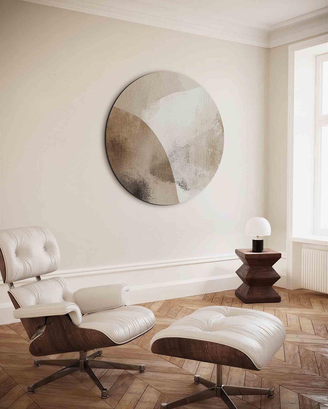 Abstracte vormen – ronde wanddecoratie met abstract ontwerp