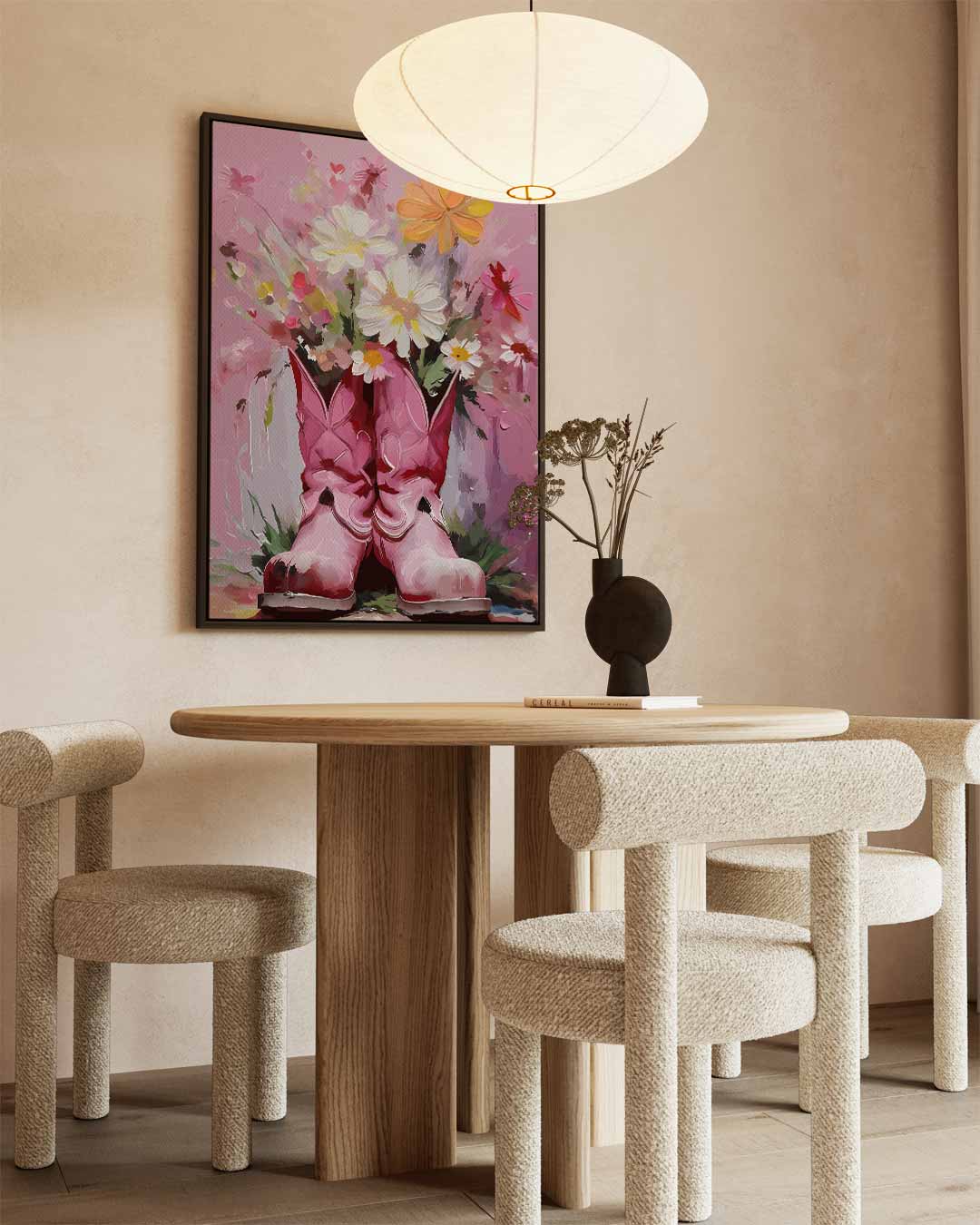 Cowboylaarzen met Bloemen – canvas wanddecoratie in portret formaat