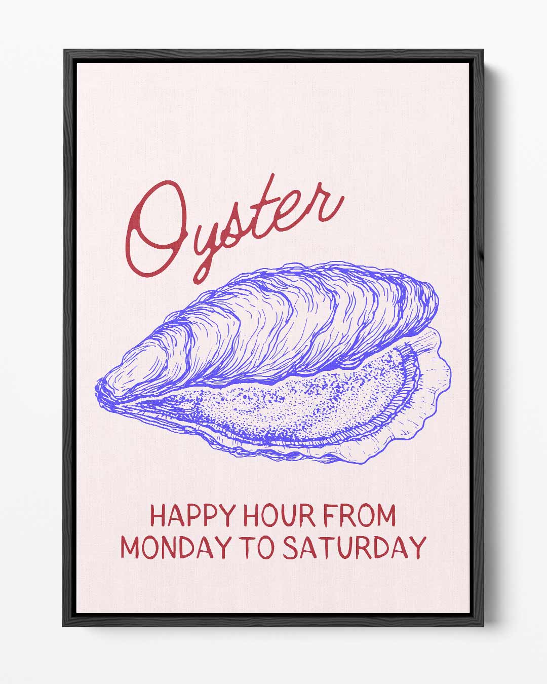 Oester Illustratie met Happy Hour – portret kunstwerk als wanddecoratie