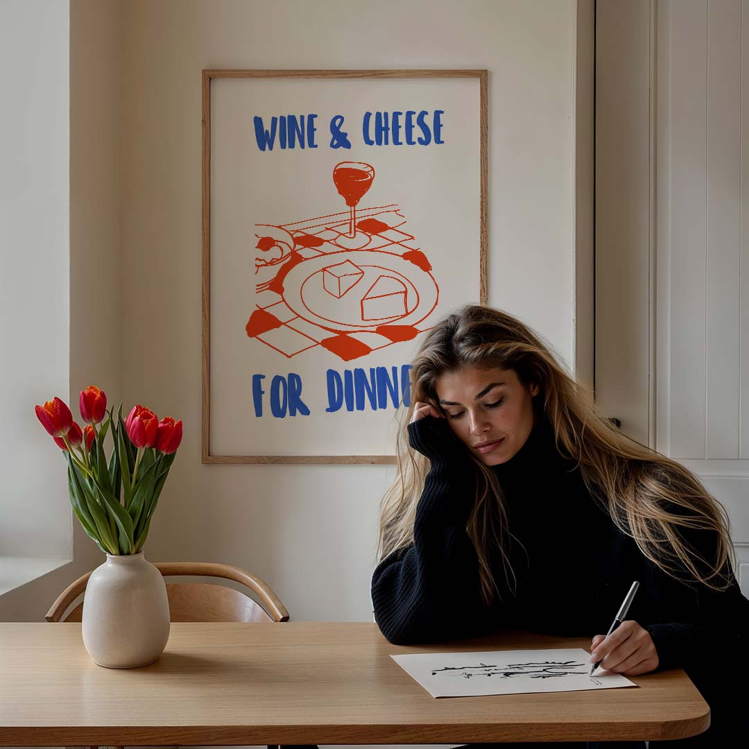 Wijn- en Kaasavond – culinaire wandkunst als portret poster