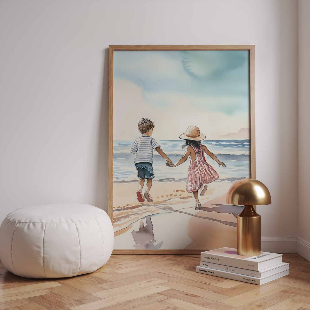 Zomerse Strandavonturen – dierenillustratie als portret poster