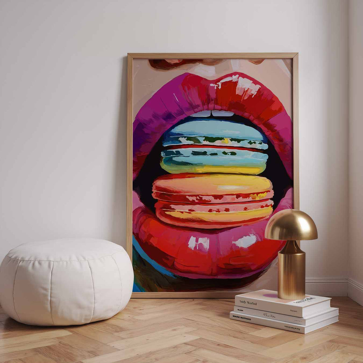 Kleurrijke Macaron Lippen – staande zomer wanddecoratie van WallArtistic