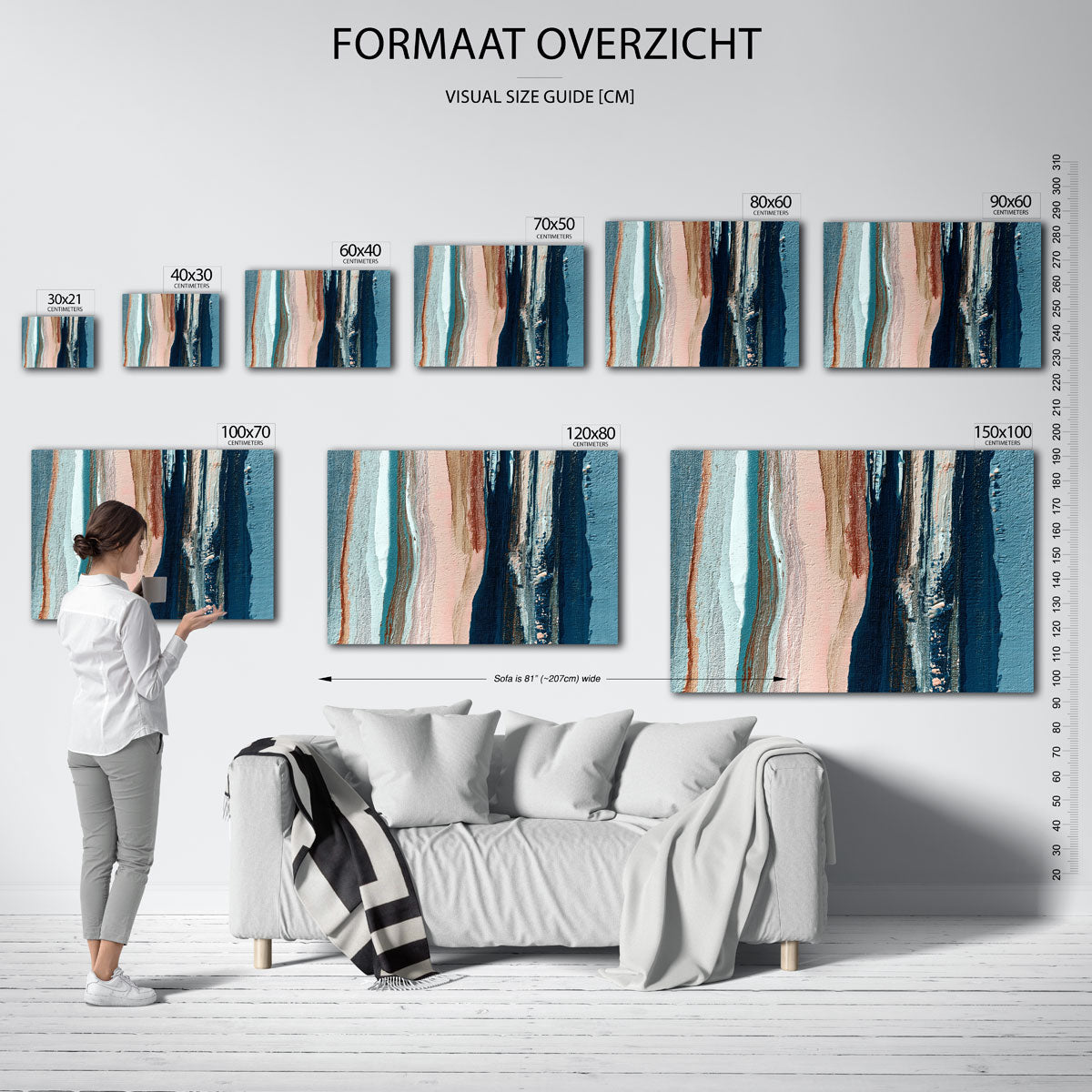 Abstracte strepen – liggende muurposter met abstracte vormen