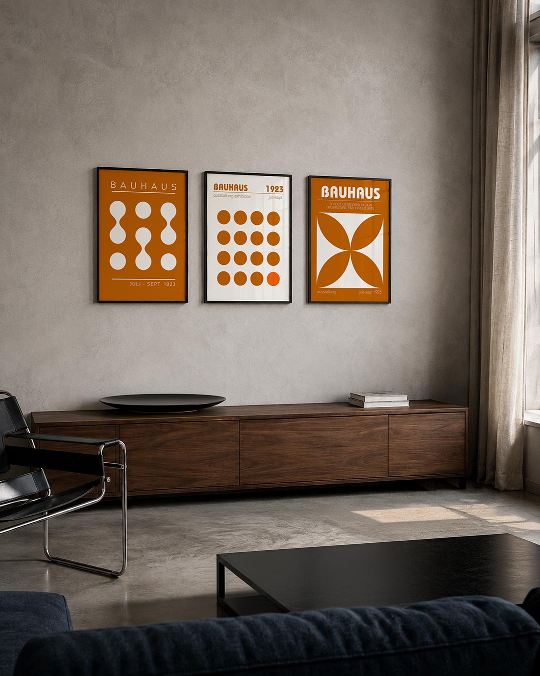 Vorm en kleur posterset – tweede productweergave – deze posterset in drie delen toont een ritmisch spel van witte cirkels en