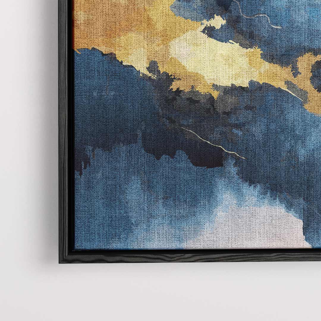 Blauw en Gouden Droomlandschap – dibond kunstwerk als wanddecoratie