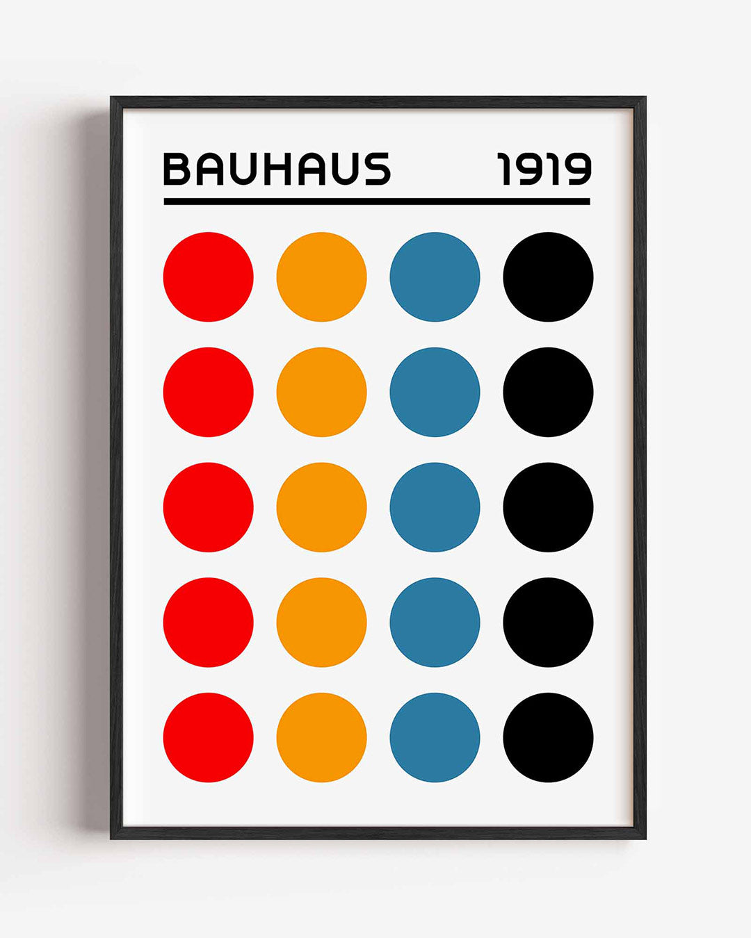Cirkelritme en kleur – staande Bauhaus poster als wanddecoratie