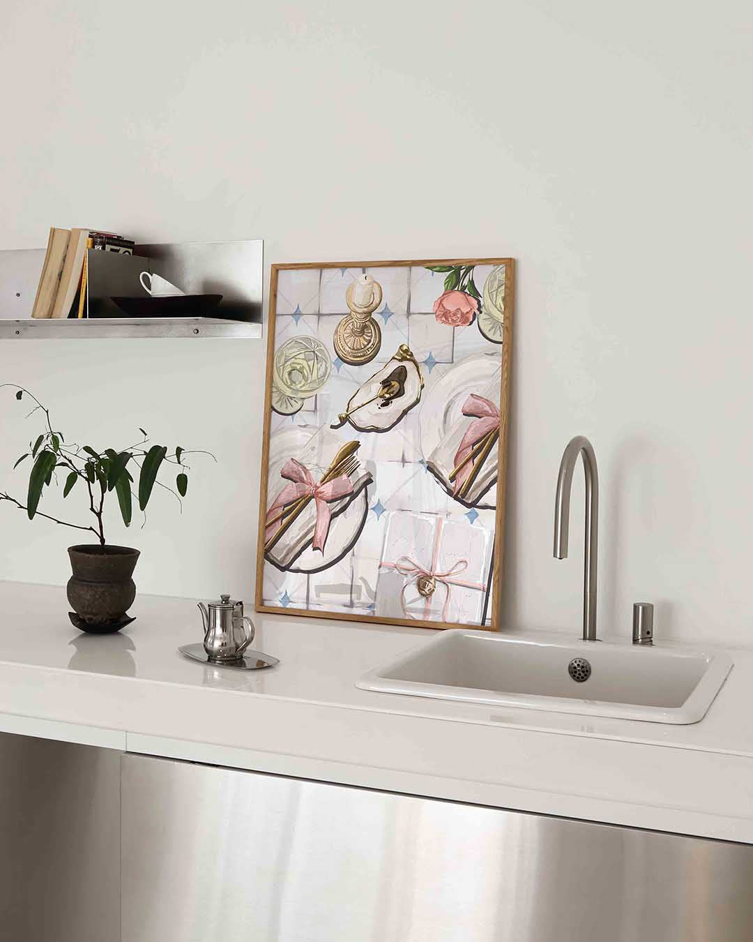 Elegante tafelscène – keukenposter in staand formaat