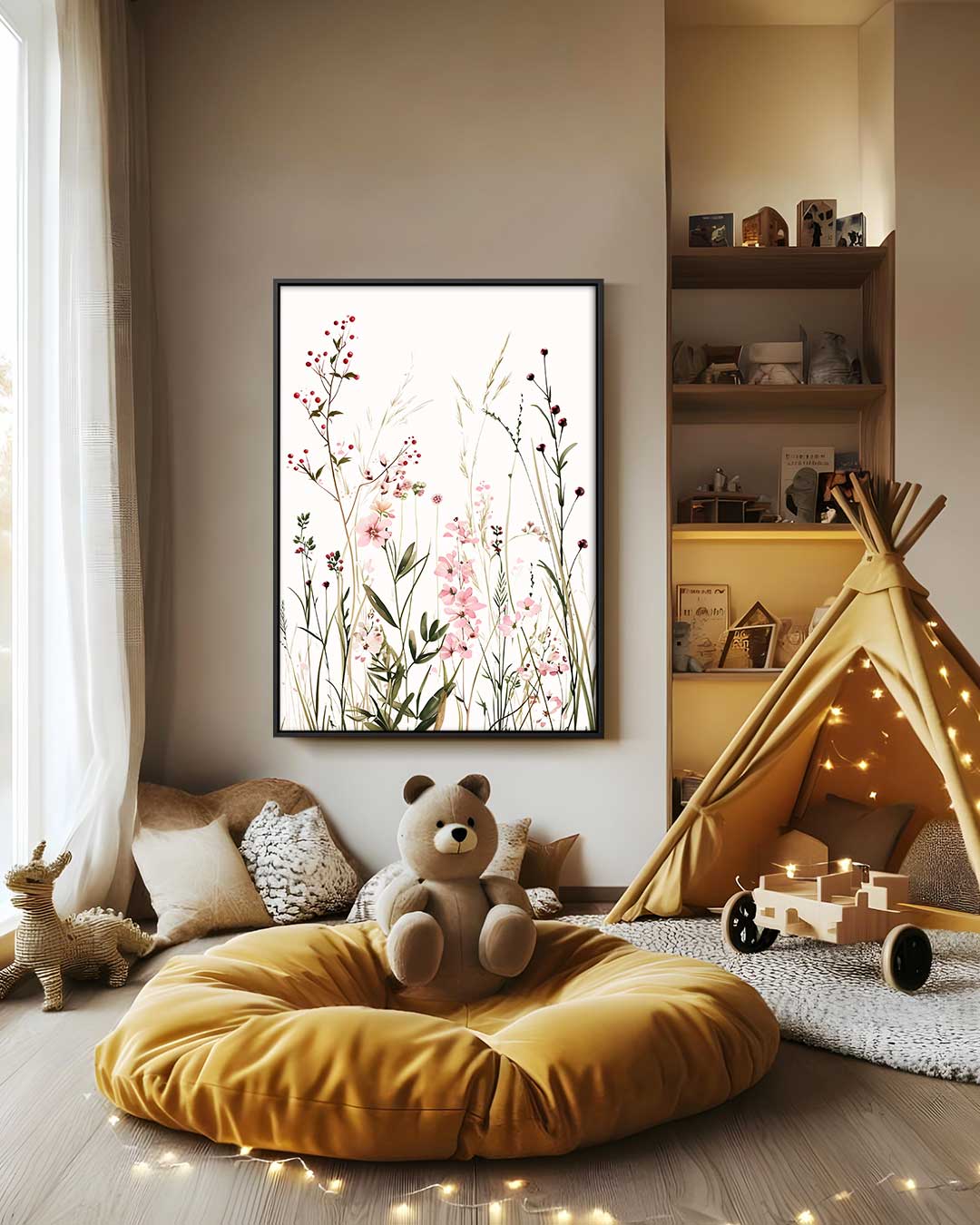 Bloemenveld in Bloei – staand kunstwerk voor modern interieur