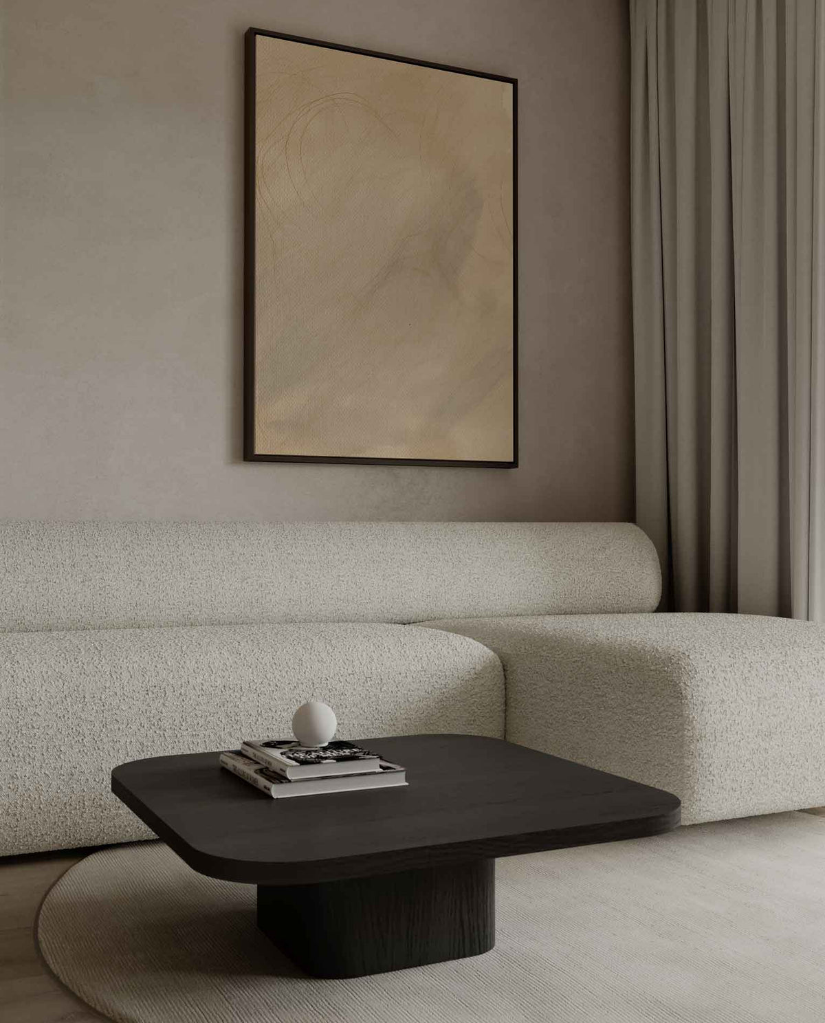 Whispering Dreams in Sepia – kunstwerk met zwarte baklijst