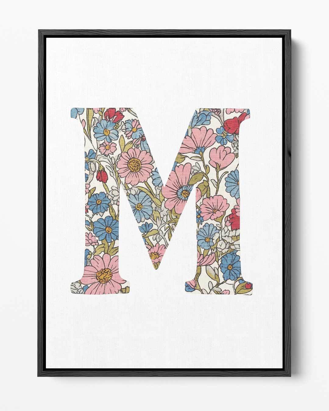 Bloemenpatroon Muurdecoratie Letter M – portret kunstwerk als wanddecoratie