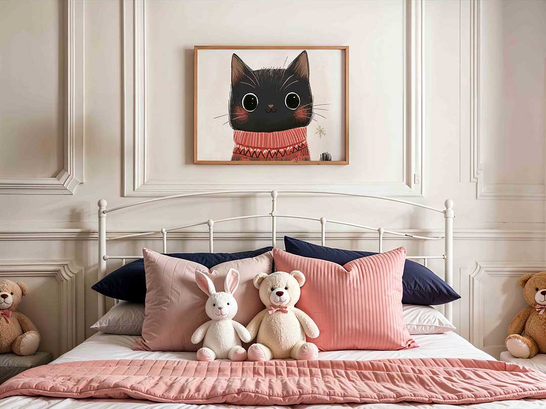 Kat met trui – kids poster in liggend formaat