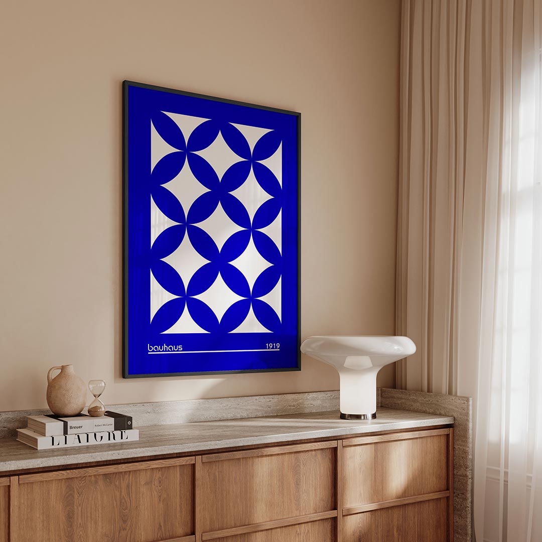 Vormritme en kleur – geometrische Bauhaus poster in staand formaat