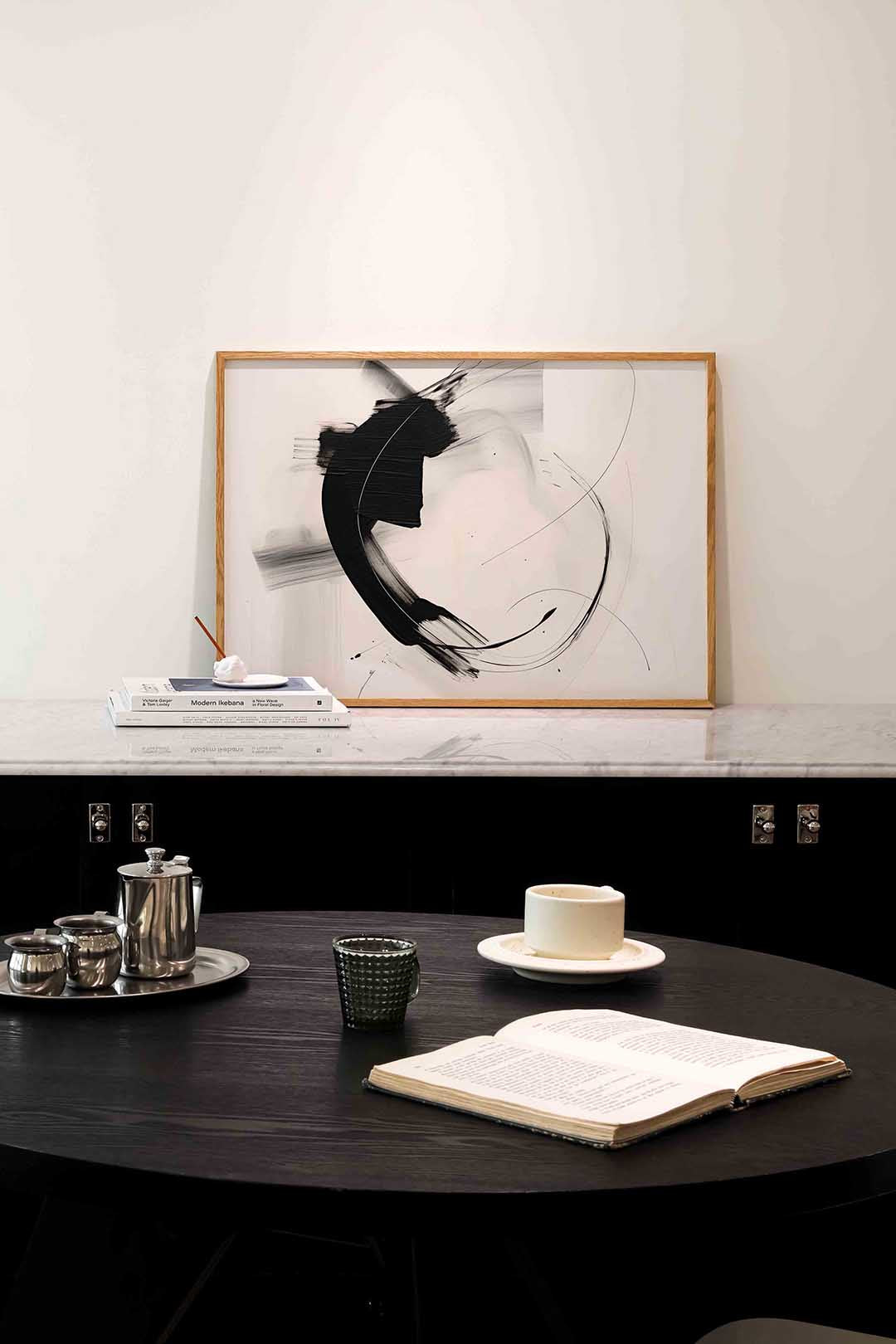 Abstracte zwarte vormen – abstracte poster in liggend formaat
