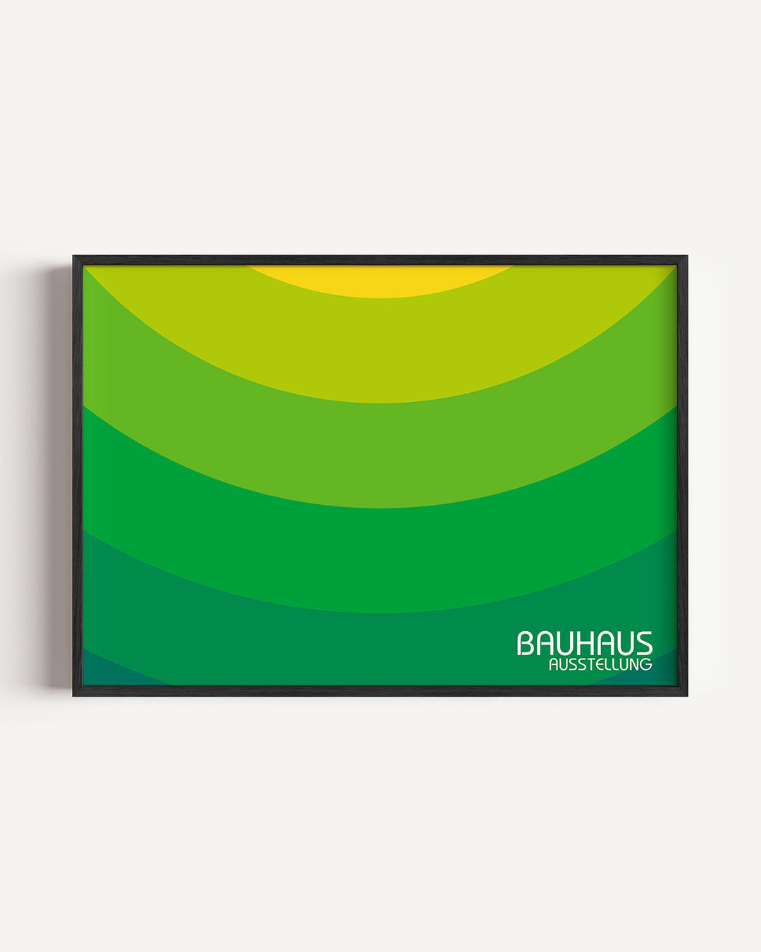 Kleurvlakken boog – liggende Bauhaus poster als wanddecoratie