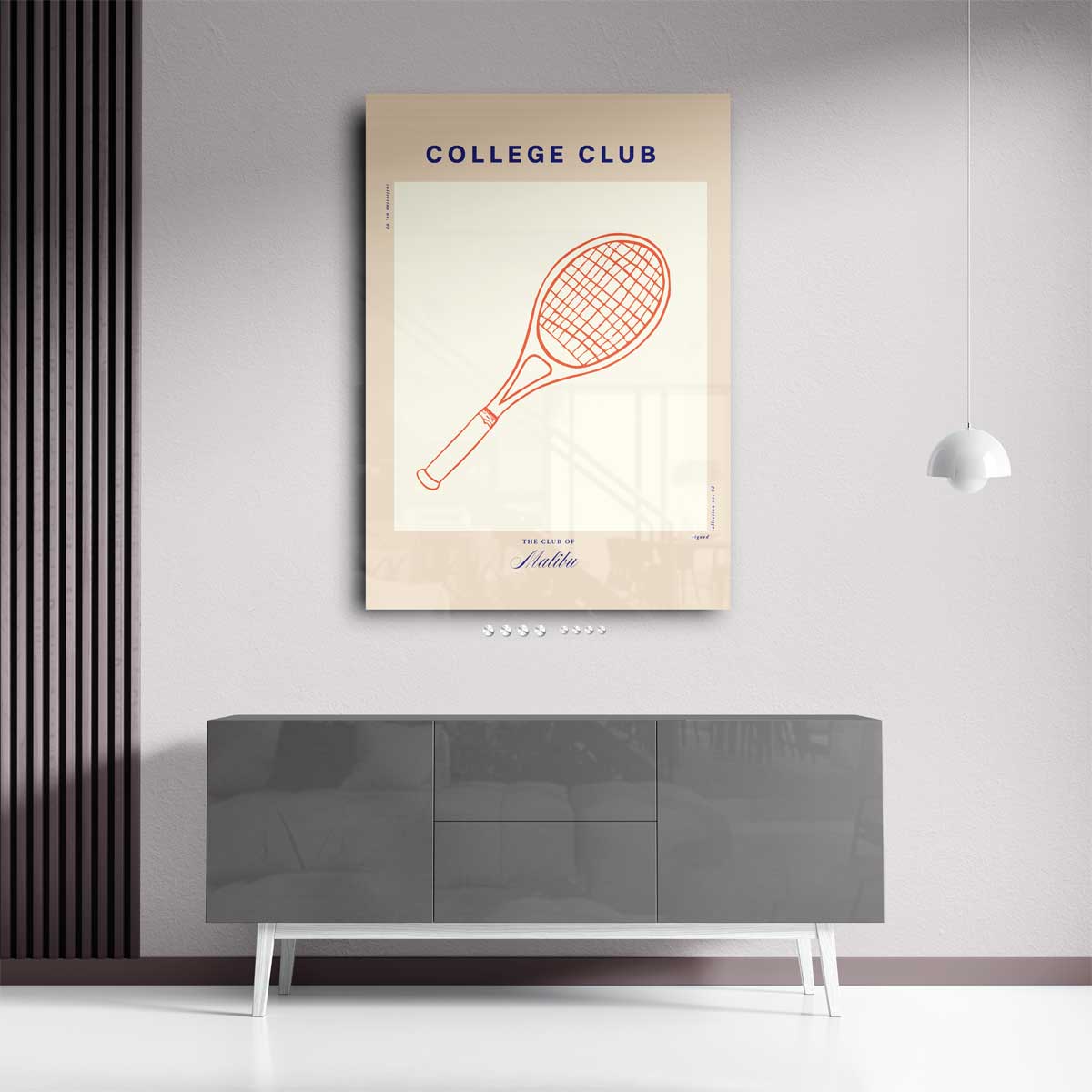 Retro Tennis Racket Poster – staand kunstwerk voor modern interieur