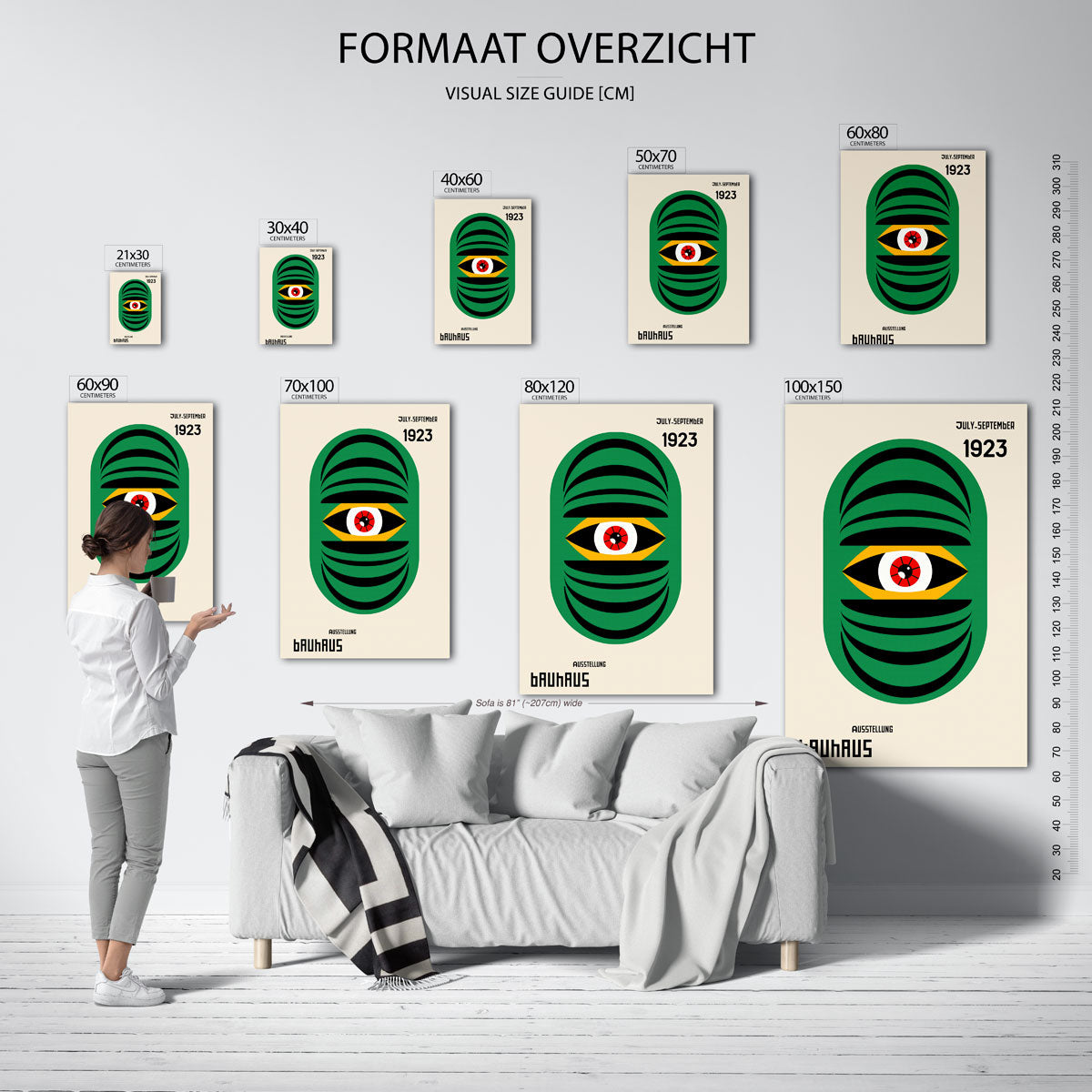 Oogvorm en lijnen – Bauhaus poster als geometrische wanddecoratie
