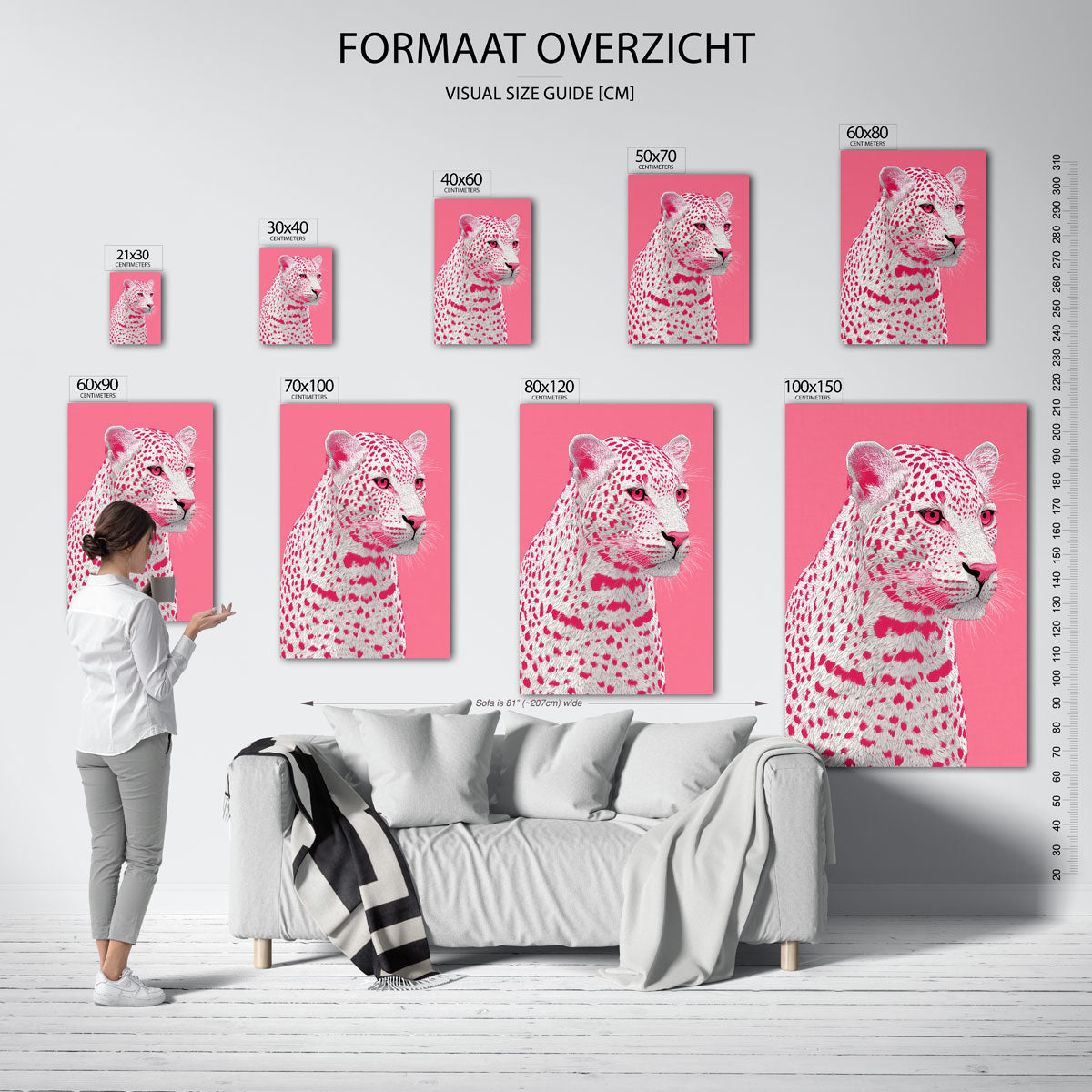Roze luipaard – staande muurposter in Pop Art stijl